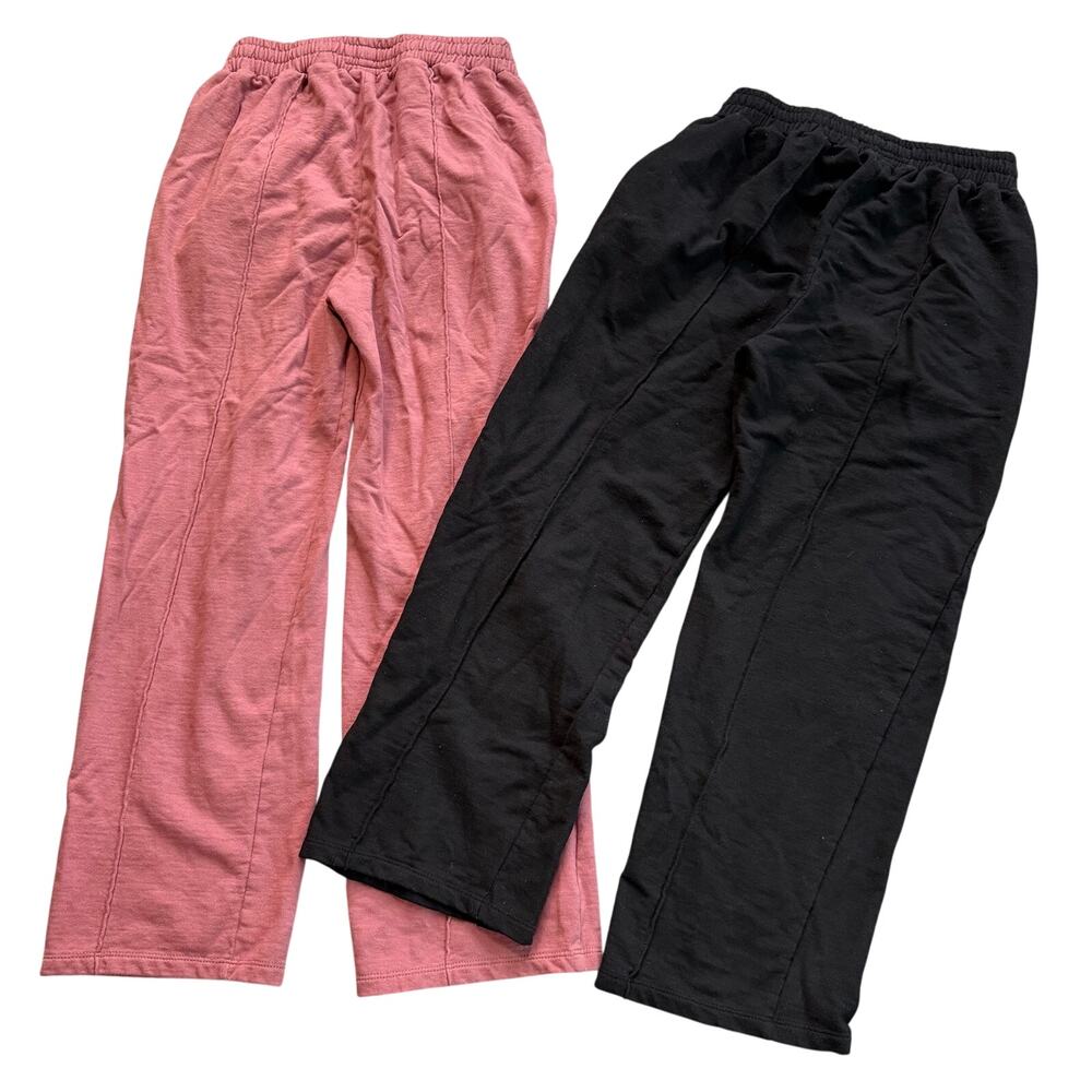 Cotton VIU Lounge Pants Set of 2 Womens Medium M Black Pink 100% Cotton Pocketed - Picture 3 of 13